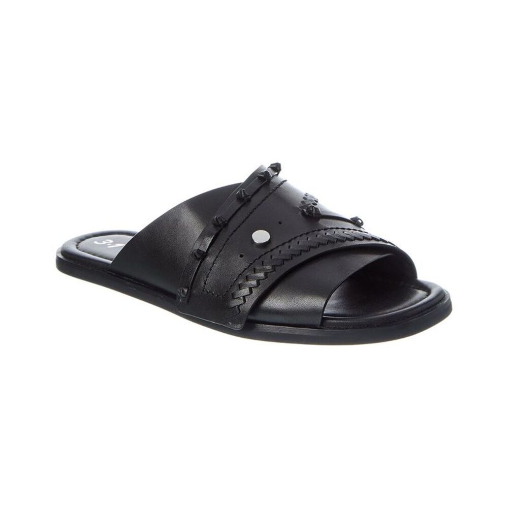 3.1 Phillip Lim Crossover Leather Slide, Black